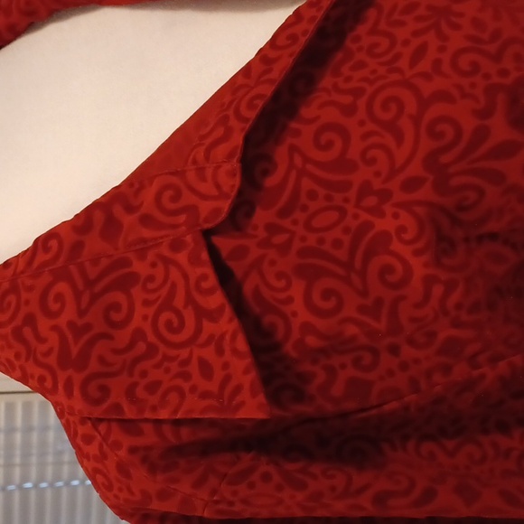 4/$60 Red Velour Flocked Blouse - Size XL - Picture 2 of 7